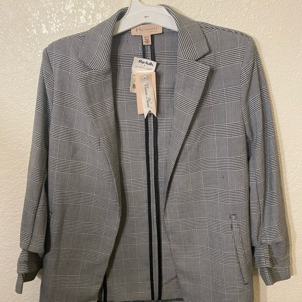Philosophy Black and White Checkered Blazer